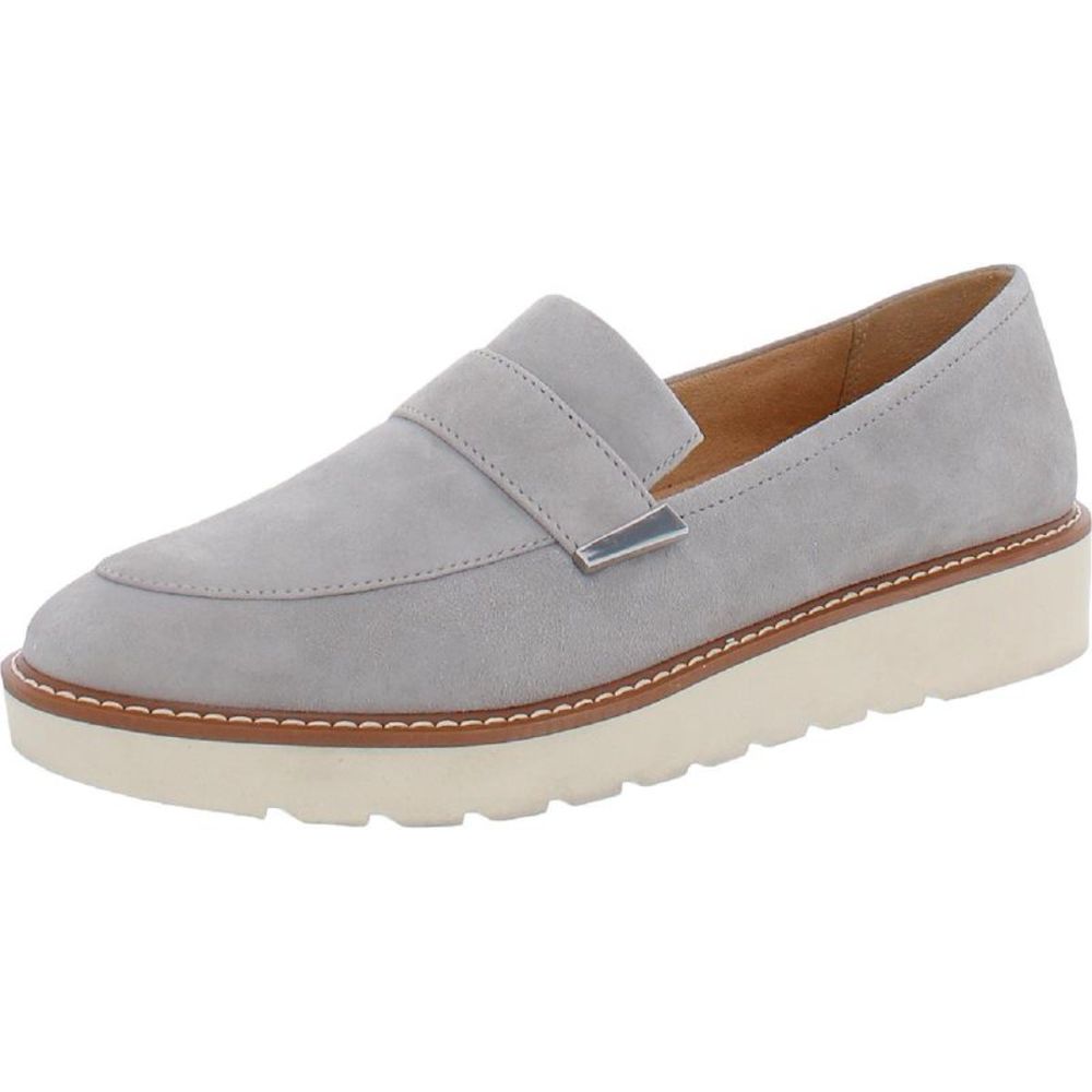 Naturalizer Womens Adiline Gray Patent Slip On Wedge Penny Loafers Shoes NWT